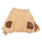 Rocco Vintage Cognac Aviator bomber shearling jacket with Fox trim hoodie - Image 4