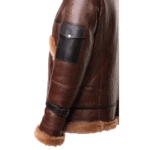 Esa Brown Bomber Sheepskin Shearling Jacket with large pockets - Image 4