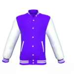 Purple Varsity Letterman Jacket with White Sleeves