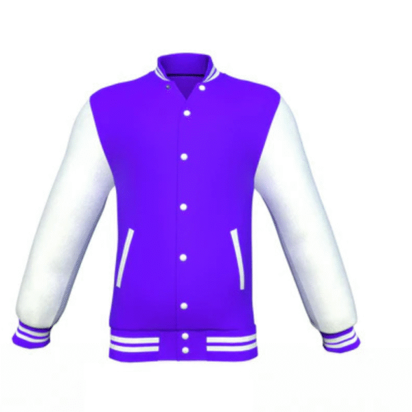 Purple Varsity Letterman Jacket with White Sleeves