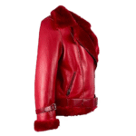 Pheonix Red Sheepskin Shearling Bomber Jacket - Image 2