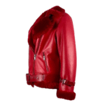 Pheonix Red Sheepskin Shearling Bomber Jacket - Image 3