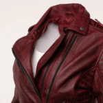 Marissa's Antique red diamond quilted leather jacket with double zipper - Image 4
