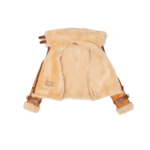 Kristy Vintage Cognac Womens Crop Shearling Bomber Jacket - Image 4