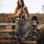 Kristy Vintage Cognac Womens Crop Shearling Bomber Jacket - Image 5