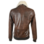 Cindy's two tone Brown A2 bomber Leather Jacket with Fur Collar - Image 3