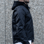 "Black Utility" Air Ventilation and Hooded Breathable and Waterproof Textile Motorcycle Jacket with armor protectors - Image 3