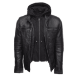 Wilder Black Leather Jacket With Removable Hoodie - Image 6