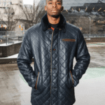 Drew Navy quilted sheepskin shearling coat - Image 4