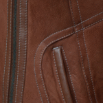 Reyna's Tan Sheepskin Shearling B-3 Bomber Style Jacket - Image 6