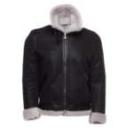 Hampton's Classic Brown B-3 Bomber Aviator Shearling Jacket with collar belt - Image 4