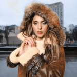 Women's Rocco Vintage Distressed Brown Shearling Jacket - Image 3