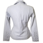 Callie’s White Leather Jacket With Side Laces - Image 3