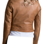 Gina's crop biker leather jacket with waist belt - Image 3
