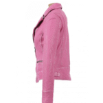 Anorah’s Fuschia Biker Style Leather Jacket - Image 3
