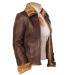 Women’s Eve Fur Lined Brown Leather Jacket - Image 2