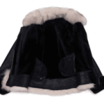 Cecily’s Black Shearling Sheepskin With Fox Fur Trim - Image 4