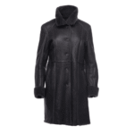 Shaunna’s Buttoned 3/4 Length Shearling Coat - Image 2