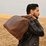 Vintage Leather Business Travel Duffel Bag - Image 3