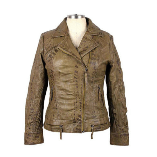 Women's Sterling Olive Green Waxed Leather Jacket