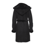 Melissa Black suede shearling coat with belt - Image 4