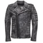 Miles stone wash biker leather jacket